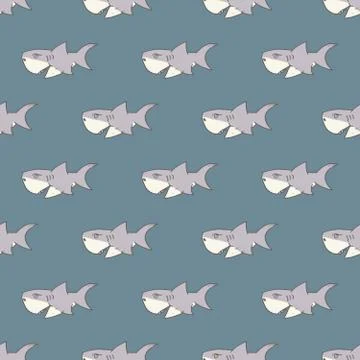 Shark seamless pattern, Hand drawn sketched doodle shark, vector illustration Illustrazione stock
