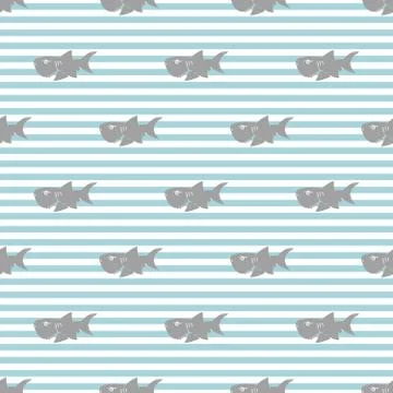 Shark seamless pattern, Hand drawn sketched doodle shark, vector illustration 스톡 일러스트