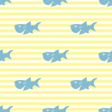 Shark seamless pattern, Hand drawn sketched doodle shark, vector illustration Stock Illustration