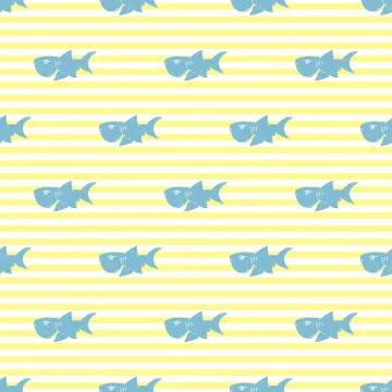 Shark seamless pattern, Hand drawn sketched doodle shark, vector illustration Stock Illustration