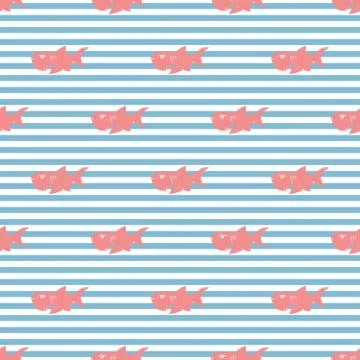 Shark seamless pattern, Hand drawn sketched doodle shark, vector illustration Stock Illustration