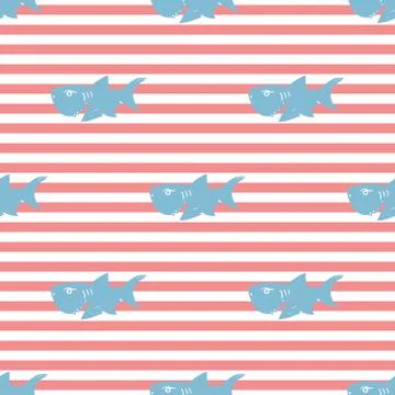 Shark seamless pattern, Hand drawn sketched doodle shark, vector illustration Stock Illustration