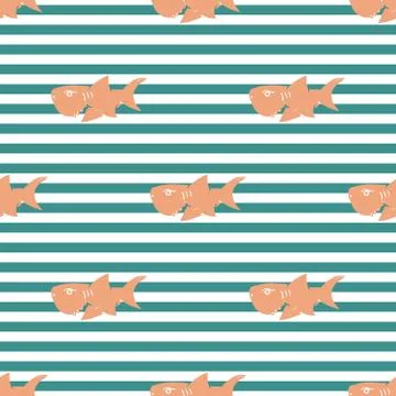 Shark seamless pattern, Hand drawn sketched doodle shark, vector illustration Stock Illustration