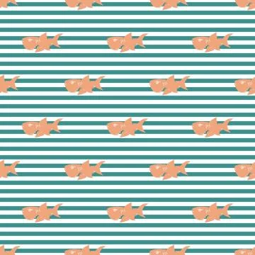 Shark seamless pattern, Hand drawn sketched doodle shark, vector illustration Illustrazione stock