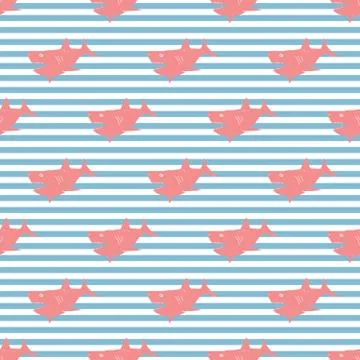 Shark seamless pattern, Hand drawn sketched doodle shark, vector illustration Stock Illustration