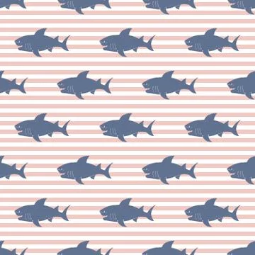Shark seamless pattern, Hand drawn sketched doodle shark, vector illustration Illustrazione stock