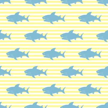 Shark seamless pattern, Hand drawn sketched doodle shark, vector illustration Illustrazione stock