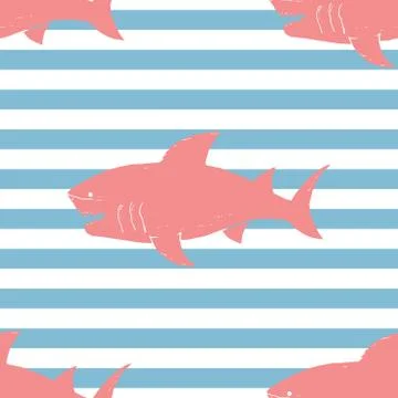 Shark seamless pattern, Hand drawn sketched doodle shark, vector illustration Stock Illustration