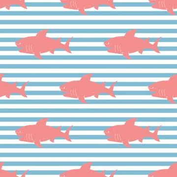 Shark seamless pattern, Hand drawn sketched doodle shark, vector illustration Stock Illustration