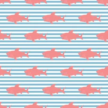 Shark seamless pattern, Hand drawn sketched doodle shark, vector illustration Illustrazione stock