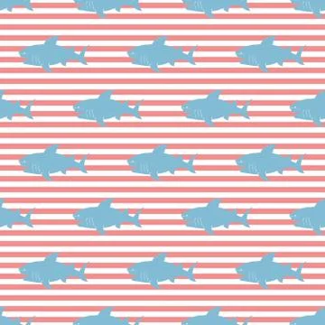 Shark seamless pattern, Hand drawn sketched doodle shark, vector illustration Stock Illustration