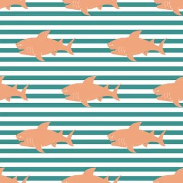 Shark seamless pattern, Hand drawn sketched doodle shark, vector illustration Illustrazione stock
