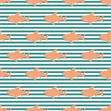 Shark seamless pattern, Hand drawn sketched doodle shark, vector illustration 스톡 일러스트