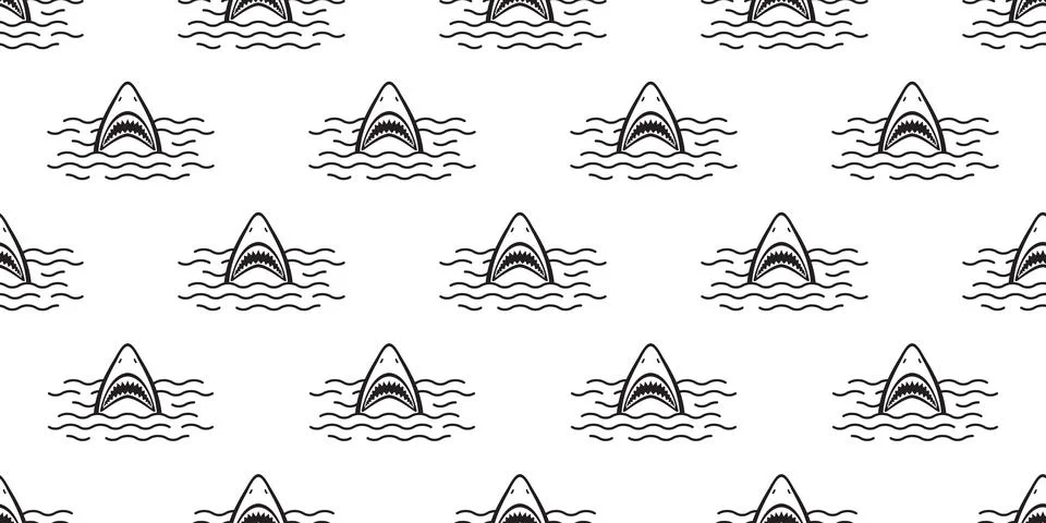 Shark Seamless Pattern vector fin dolphin fish ocean background wallpaper Stock Illustration