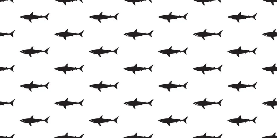 Shark seamless pattern vector fish ocean sea wallpaper background Stock Illustration