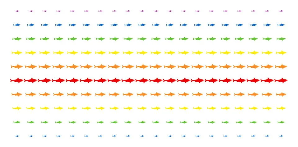 Shark Shape Halftone Spectral Array Stock Illustration