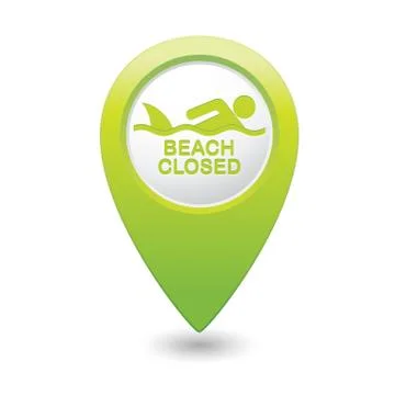 Shark sighting icon green map pointer Stock Illustration
