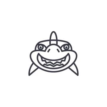 Shark smile vector line icon, sign, illustration on background, editable strokes Stock Illustration