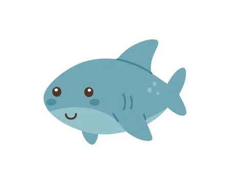 Shark with smiling face. Flat vector marine animal illustration perfect for Stock Illustration