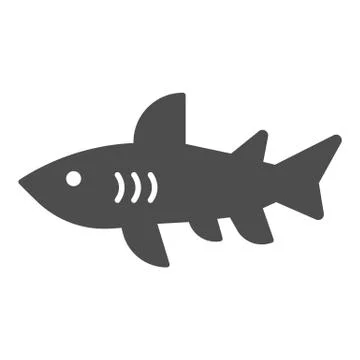 Shark solid icon, marine concept, danger predatory fish sign on white background Stock Illustration