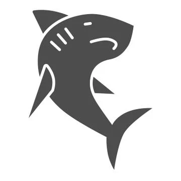Shark solid icon, ocean concept, danger marine fish sign on white background Illustrazione stock