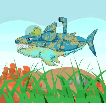Shark submarine Stock Illustration