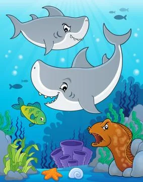 Shark topic image Stock-Illustration