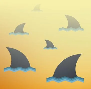 Shark vector illustration and space background Illustrazione stock