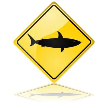 Shark warning sign Stock Illustration