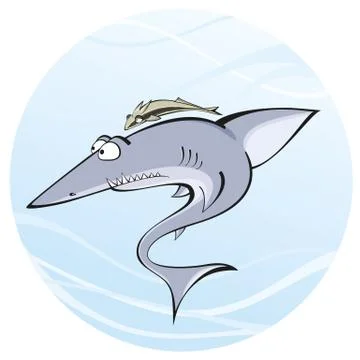Shark whith remora Stock Illustration