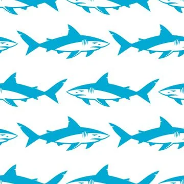 Sharks silhouettes seamless pattern Stock Illustration
