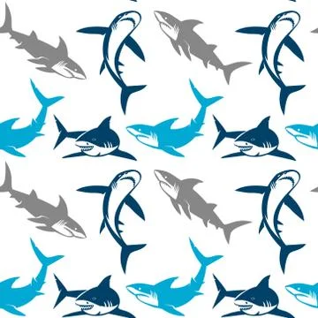 Sharks silhouettes seamless pattern Stock Illustration