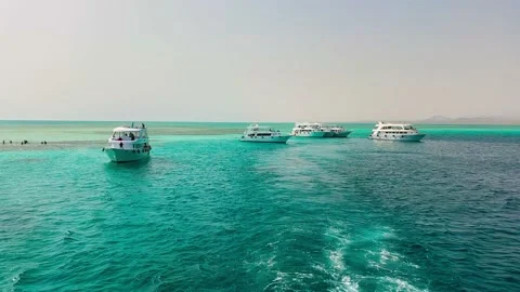 Sharm El Sheikh bay in Egypt. Resort city bay views from the yacht. Ships and Stock Footage 237820924