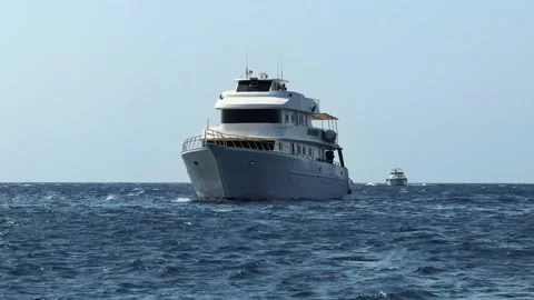 Sharm El Sheikh, Egypt - October 18, 2025: Diving yacht anchored in open Red Sea 스톡 동영상 341837980