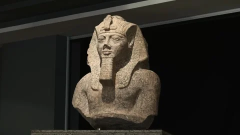 Sharm el-Sheikh, Egypt - October 9, 2025: Illuminated Pharaoh Statue in Dramatic Stock Footage 341911137