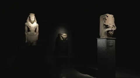 Sharm el-Sheikh, Egypt - October 9, 2025: Ancient Egyptian Statues and Sphinx in Stock Footage 341911164