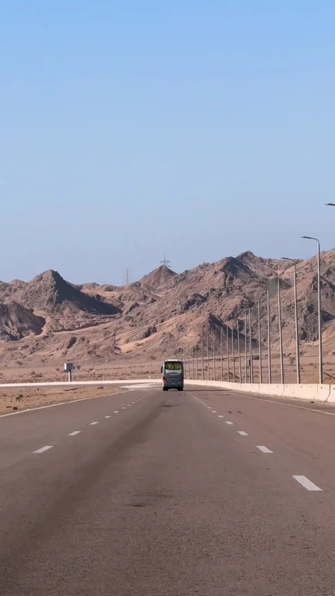 Sharm El Sheikh, Egypt - September 17, 2025: Vertical POV Shot of Bus Driving Video stock 341837998