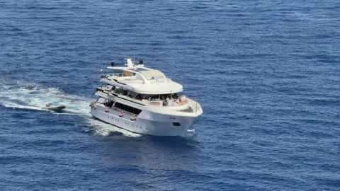 Sharm El Sheikh, Egypt - September 17, 2025: Tourist Excursion Yacht Sailing 스톡 동영상 341838138