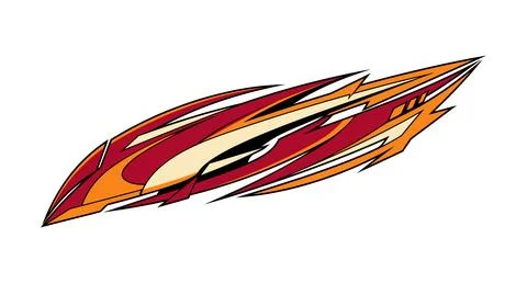 Sharp aggressive flame inspired vinyl graphics in red and orange tones Illustration