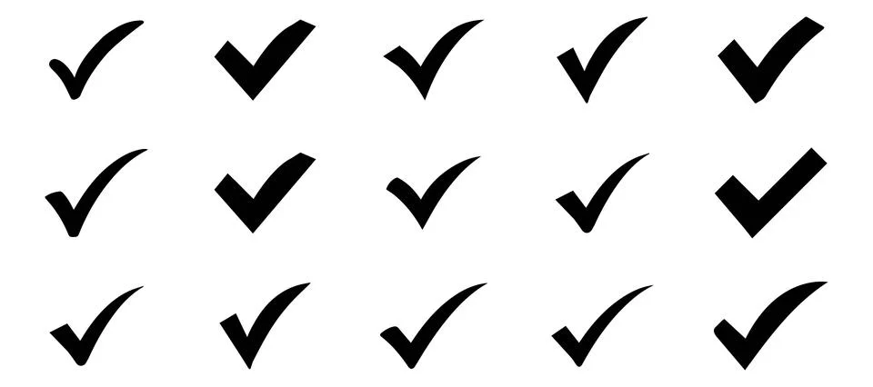 Sharp and Elegant Black Checkmark Graphic Designs Stock Illustration