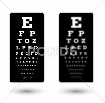 Sharp and unsharp black snellen chart 스톡 일러스트