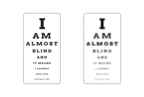 Sharp and unsharp snellen chart (almost blind) 스톡 일러스트