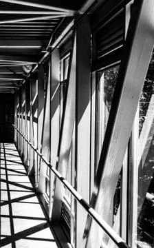 Sharp angles, light and shadow, metal architecture Foto stock