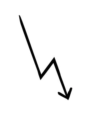 Sharp angular lightning arrow hand-drawn sketch graphic element Stock Illustration