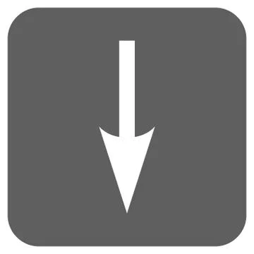 Sharp Arrow Down Flat Squared Glyph Icon Stock Illustration