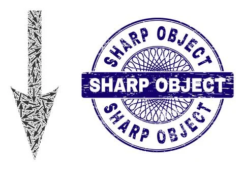 Sharp Arrow Down Fractal Collage of Sharp Arrow Down Icons and Distress Sharp Stock Illustration