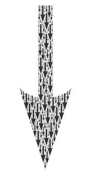 Sharp Arrow Down Fractal Composition of Itself Icons Stock Illustration
