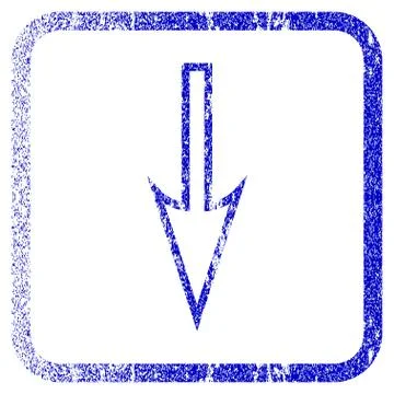 Sharp Arrow Down Framed Textured Icon Illustrazione stock