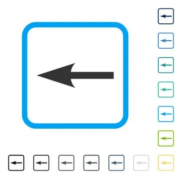 Sharp Arrow Left Framed Vector Icon Stock Illustration
