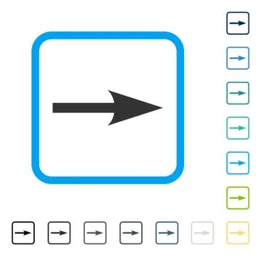 Sharp Arrow Right Framed Vector Icon Stock Illustration